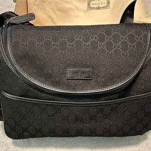 Early 2000S GUCCI Monogram Diaper Bag - In Black